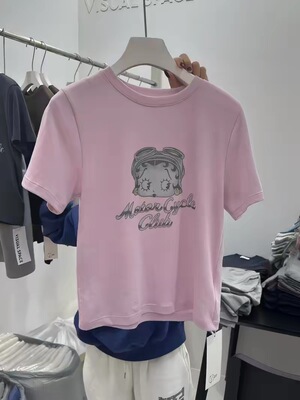 现韩国东大门VISUAL SPACE2026夏新款百搭洋气贝蒂印花短袖T恤女