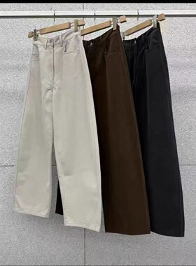 现货韩国东大门秋季新款AT THE BAGEL经典款拉绒直筒裤长裤