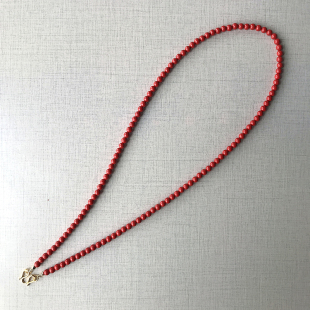 原创朱砂红色佛牌链男项链女款颈链银M扣锁骨毛衣链简约INS民族风