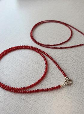 天然红尖晶锁骨链2024新款