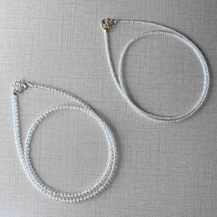 原创佛牌链白水晶尖晶石女极细锁骨链简约同款多层珍珠链银项链男