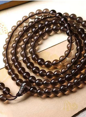 冰种黑曜石手链108多圈手串ins