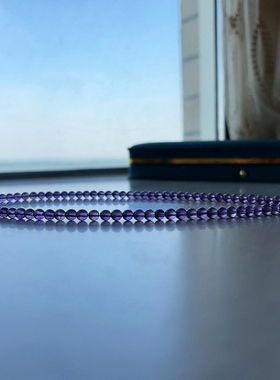 天然巴西乌拉圭紫水晶圆珠项链女锁骨链轻奢气质颈链时尚简约通勤