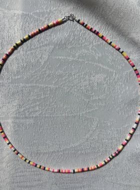 天然石多巴胺彩马卡龙直切锁骨女颈项链夏日叠戴细链简约时尚酷风