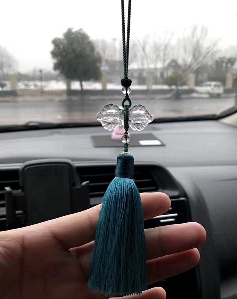 原创天然白水晶金刚法器车挂法杵车内挂饰男女汽车档位后视镜摆件