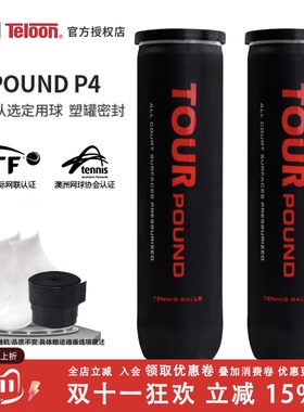 teloon pound P4罐装天龙冲击波网球耐磨比赛练习球4个装训练球