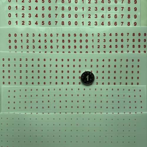 超小数字贴0-9 红色揭膜留字防水自粘手账序号编码浮雕水晶标定制