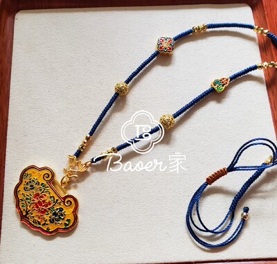 宝儿家原创 人间富贵花吉祥如意锁手工编织项链含吉祥如意锁