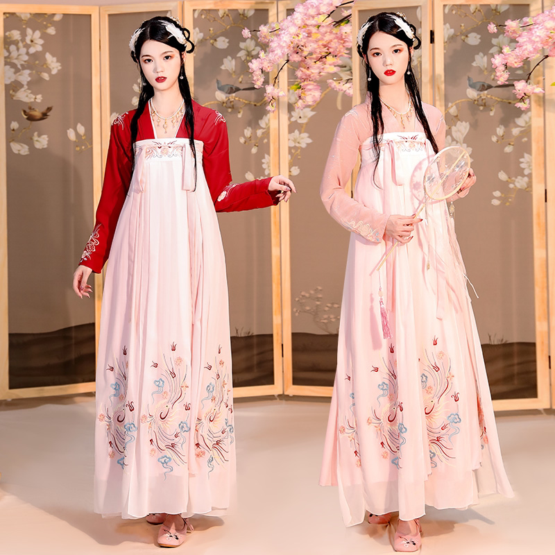 闺蜜夏季汉服女中国风刺绣原创超仙齐胸襦裙子夏仙气6米大摆