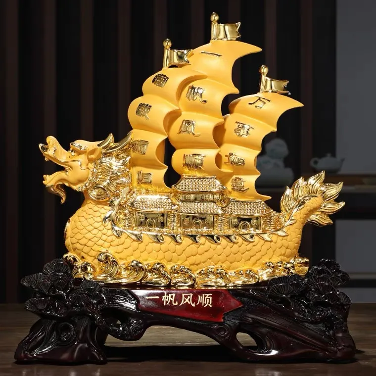 一帆风顺帆船摆件办公茶水柜