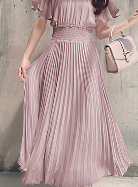 现* 花糖家 日系定制GRL清楚系樱花妹荷叶边纯色百褶连衣裙al142