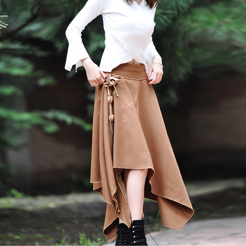 不規則半身裙子複古黑色毛呢中長款大擺裙港味長裙秋冬新品原創在類目 女裝/女士精品, 半身裙中 - 來自Buy2taobao.com提供專業的淘寶代購服務