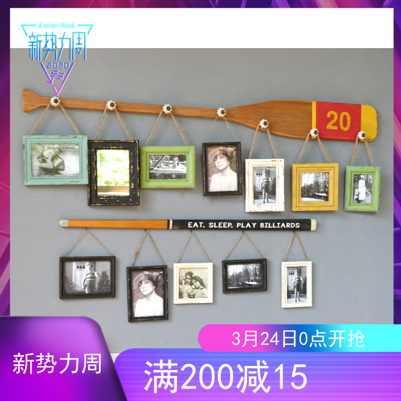 美式乡村地中海台球杆船桨壁饰复古组合相框壁挂温馨家居装饰|ruв категории Домашний быт, роспись - от Buy2taobao.com для оказания профессиональной услуги покупки агента Taobao