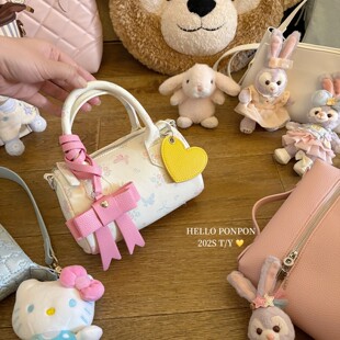 原创新品自制碎花波士顿小巧少女心手提包蝴蝶结爱心百搭斜挎包