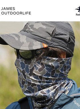 日本FOXFIRE夏季户外钓鱼防晒面罩遮阳全脸路亚钓鱼速干迷彩护面