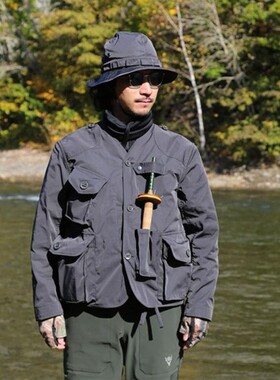 钓鱼服饰SOUTH2WEST8路亚日系潮牌多口袋工装夹克无领外套天展钓