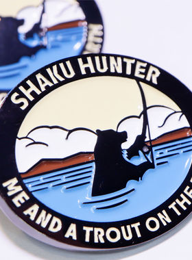 日本SHAKU HUNTER钓鱼熊珐琅徽章户外日系帽子背心马甲胸针饰品