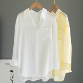 白衬衫 夏季 薄款 女高级感轻奢醋酸天丝防晒衣宽松慵懒风上衣外搭