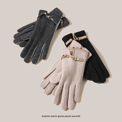 ins羊毛手套女士冬天骑行可爱可触屏户外防寒秋开车加绒保暖日系