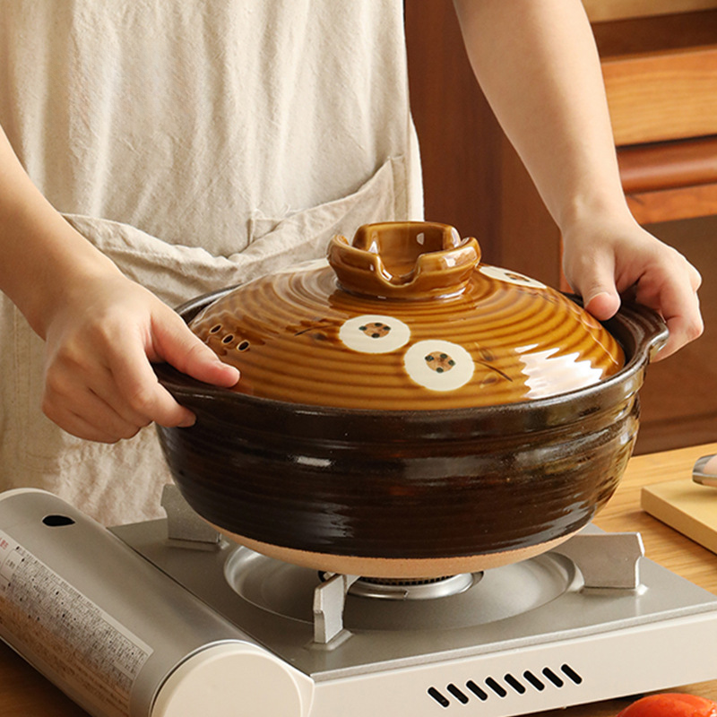 日式和风手绘釉下彩砂锅土锅炖锅家用煲汤锅耐高温燃气灶适用陶土