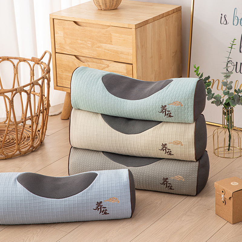 纯荞麦壳养生元宝枕针织棉护颈椎枕头芯学生宿舍单人家用硬枕枕巾