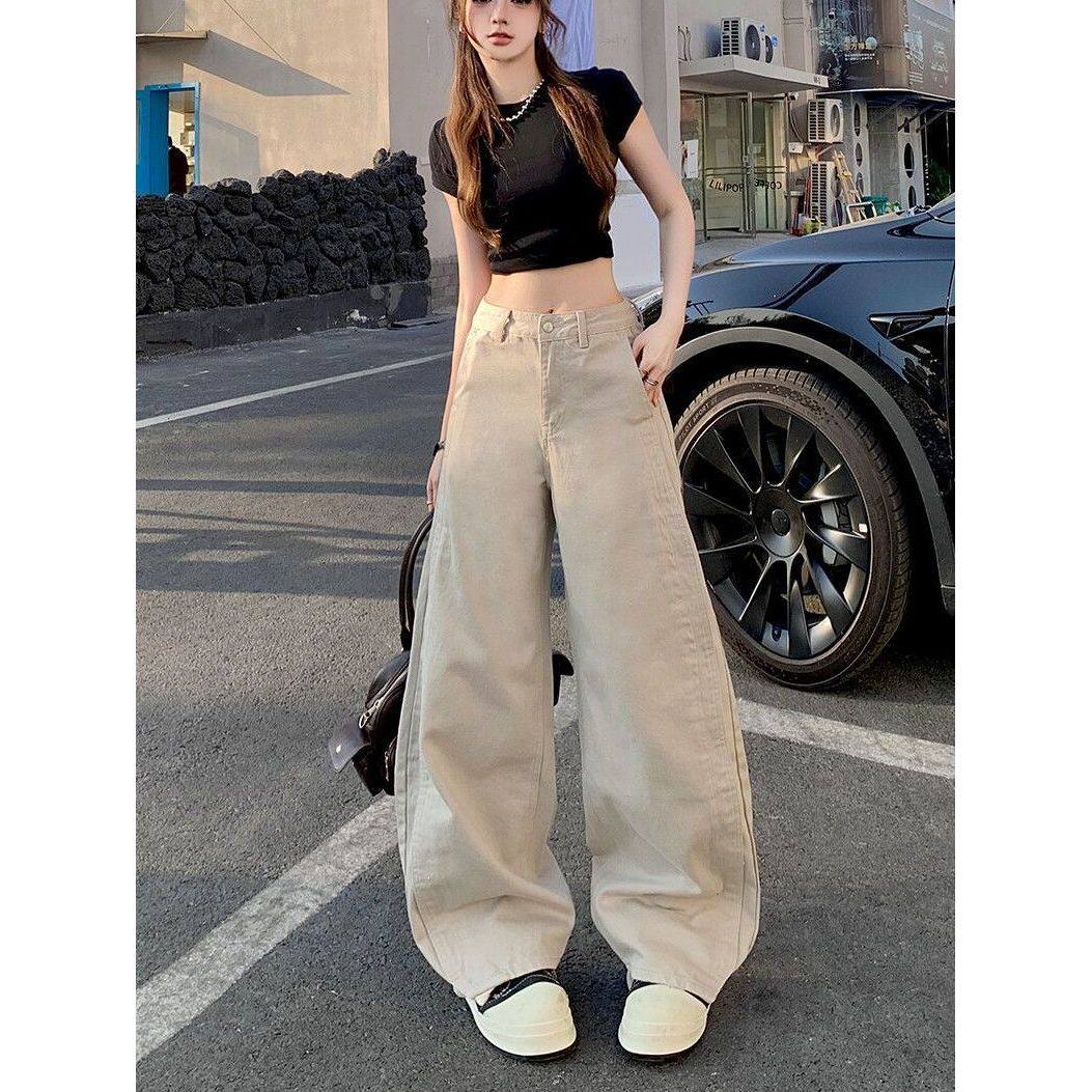 美式宽松弯刀阔腿牛仔裤女春夏新款高腰宽松显瘦镰刀拖地裤子ins,女装/女士精品,牛仔裤,淘宝优惠券,粉丝福利购,淘宝优惠卷