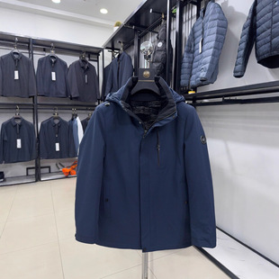 H家 外套秋冬厚款 可脱卸兔毛内胆 商务休闲男士 4U001 撤柜男装