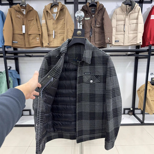 【H家】撤柜！经典格纹翻领羽绒服男90绒厚款保暖外套休闲3U187A