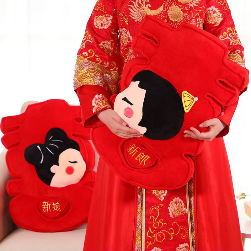 结婚用品压床娃娃一对结婚礼物毛绒婚床公仔早生贵子婚房装饰布置