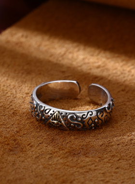 男女S925纯银复古上帝之眼戒指