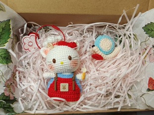 【成品】手工钩织编织毛线厨师kitty猫玩偶挂件送闺蜜礼物