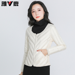 雅鹿羽绒服内胆女大衣内搭轻薄保暖背心打底贴身V领贴身马甲内穿