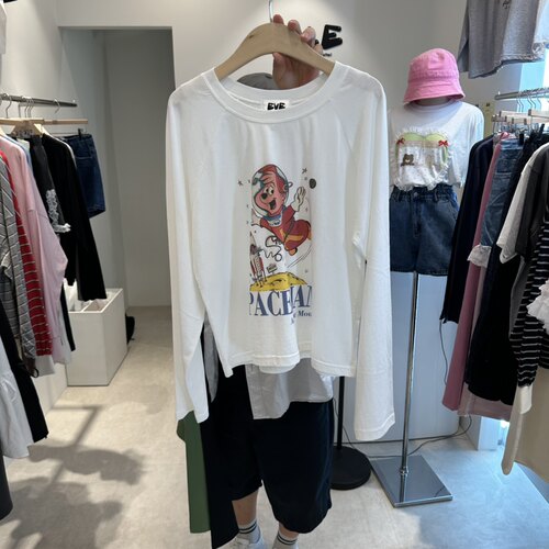 包邮！韩国东大门正品代购26秋新EVE圆领卡通百搭长袖T恤女