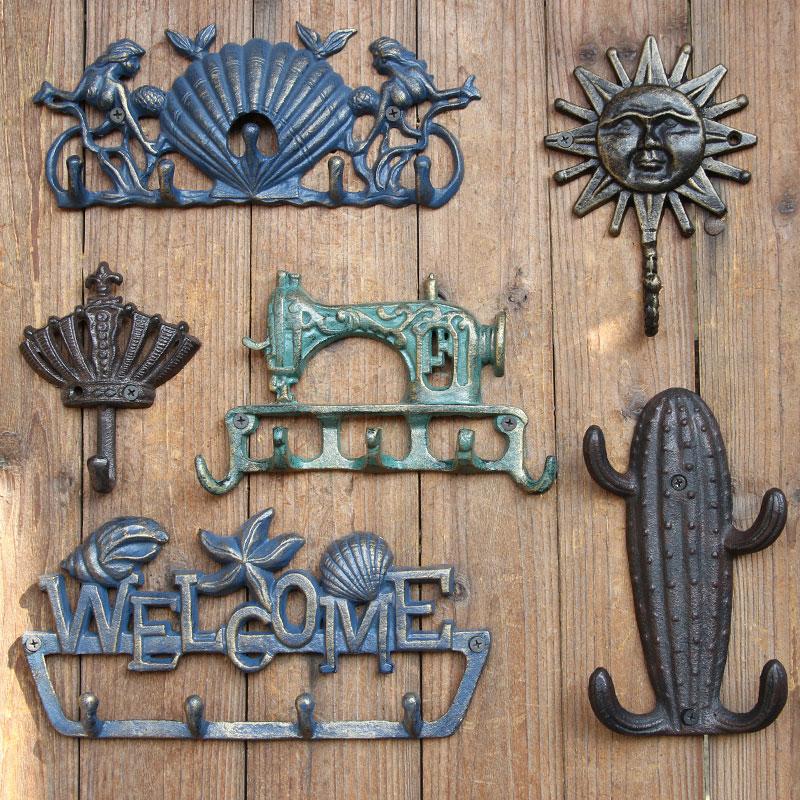 复古铁艺铸铁挂钩庭院装饰衣帽钩