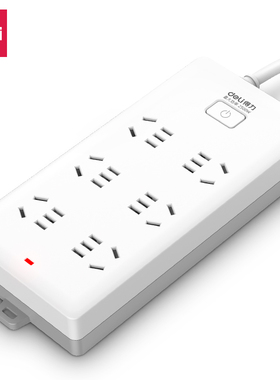 得力18261插座_6组_5米_PVC袋装(白)(只)