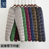 女内外穿高腰加厚白鸭绒时尚 宽松休闲显瘦修身 东北冬季 羽绒裤 棉裤