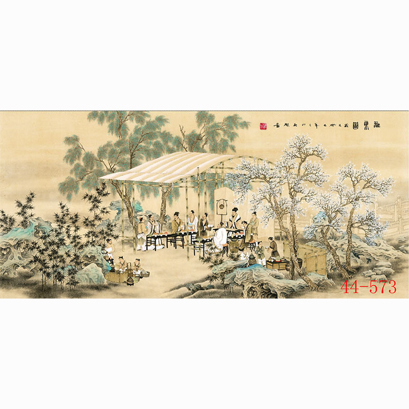 国画人物画高清字画酒店餐饮火锅墙壁画墙面贴画挂画文人墨客对弈