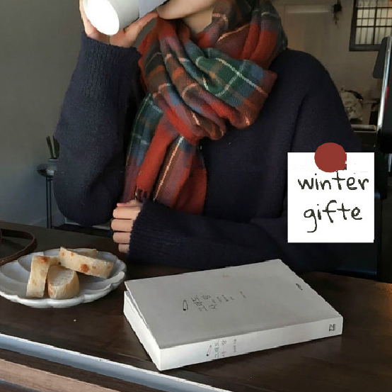 （自制bibi入~）新年好礼 chili 仿羊绒流苏大围巾 红色格子披肩