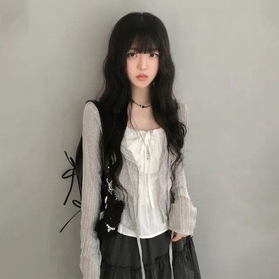 预习秋天 清凉休闲系带防晒小衫 薄款镂空外搭开衫显瘦短款上衣