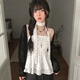 上衣 夏日小记 波点荷叶边无袖 甜酷辣妹挂脖系带宽松吊带背心