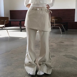 休闲裤 系带两件套百搭显瘦长裤 芭蕾风抽褶蝴蝶结裙裤 预习春天