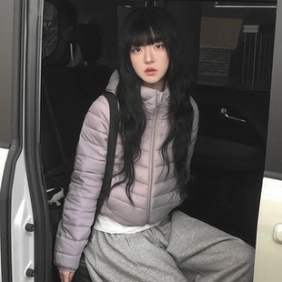 预习冬天 轻薄保暖显瘦连帽排骨棉服 美式运动休闲拉链面包服外套