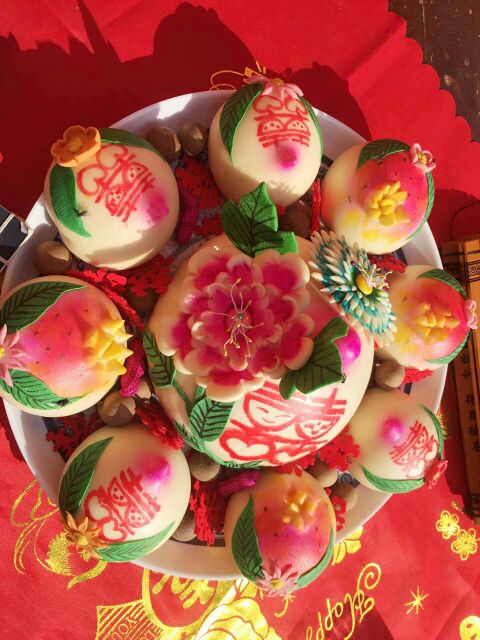 胶东面塑花饽饽结婚喜馍生日蛋糕寿桃老面馒头手工定做民俗面艺