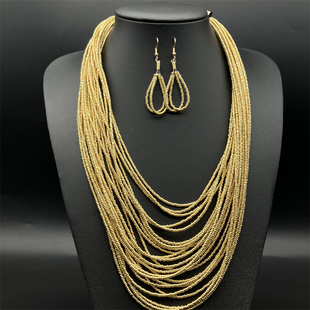 民族风项链耳环套米珠长款亚克力串珠长项链necklace云南佤族饰品