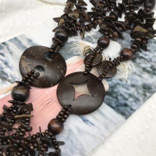 木珠情侣长项链 搭配棉麻衣服necklace防过敏 波西米亚复古风项饰