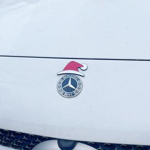 奔驰创车意车体贴圣诞帽标质安装简单3D立ZTL搞笑网红车尾材装饰