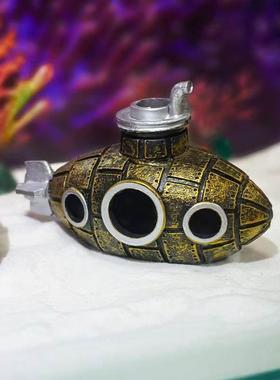 小鱼缸造景蓝观赏鱼缸景斗观鱼缸漂迷你饰潜水艇UUQ微景造装海底