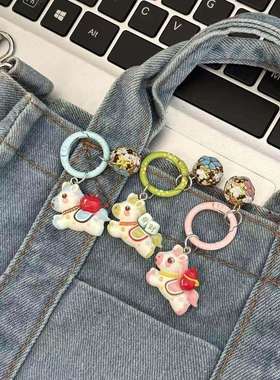 新年马上有钱包小铃铛钥匙扣书卡通挂包NIQ饰少女背马配饰送闺蜜