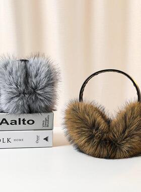 秋加UMU厚毛狸绒仿狐耳罩可爱护耳时尚冬耳捂保暖毛毛耳包防冻耳