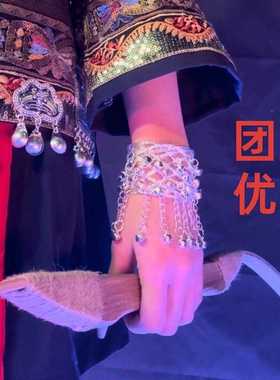 10个出苗银饰开 SSE口手镯傣族手环臂环民族风儿族舞童蹈演铃铛配